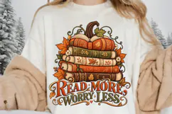 Autumn Book Stack PNG, Cozy Fall Reader Design, Vintage Book Product Image 1