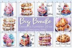 10 Desserts Tumbler PNG Bundle Sweet 20 oz Tumbler Product Image 1
