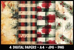 4 Christmas Digital Papers I Christmas Junk Journal Pages Product Image 1
