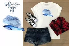 Little Whale Watercolor Sublimation Png Product Image 2
