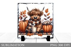Cute Cow Sublimation. Fall Cow Slate Sublimation Product Image 1