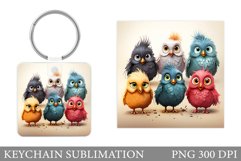 Cute Bird Keychain Design. Funny Bird Keychain Sublimation Product Image 1
