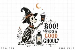 Boo Whos A Good Ghoul PNG Sublimation Design - Cute Skeleton Product Image 4