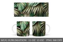 Palm Leaves Mug Design. Tropical Leaves Mug Sublimation Product Image 1