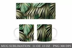 Palm Leaves Mug Design. Tropical Leaves Mug Sublimation Product Image 1