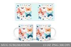 Butterflies Mug Design. Colorful Butterflies Mug Sublimation Product Image 1