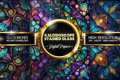 kaleidoscope stained glass Digital Papers - 04 variations Product Image 1