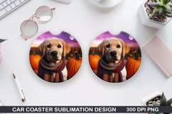 Halloween Dog Car Coaster Sublimation| Halloween Coaster PNG Product Image 1
