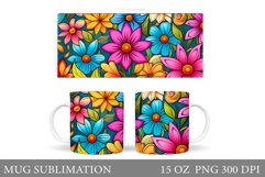 Flowers Mug Wrap Sublimation. Flowers Mug Wrap Design Product Image 1