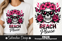 Beach Please Skull Sunglasses Summer Vacation Sublimation Product Image 1