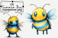 Whimsical Summer Bee Clipart Watercolor PNG Product Image 1