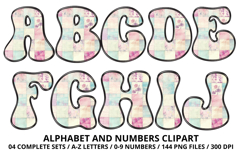 Pastel Patchwork Alphabet Numbers PNG Doodle Letters Clipart Product Image 2