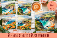 Landscape sublimation square coaster Sublimation Product Image 1