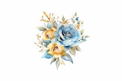 Blue and Gold Sparkling Roses clipart Product Image 12