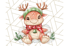 Christmas Dinosaur PNG Clipart, Cute Dino Holiday Art Png Product Image 4