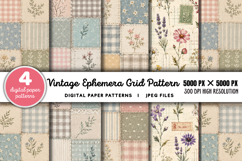 Vintage Grid Lined Ephemera Junk Journal JPG Product Image 1
