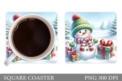 Cute Snowman Coaster Design. Cute Snowman Sublimation Product Image 1
