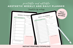 Aesthetic Daily &amp; Weekly Planner Editable Canva Template Product Image 4