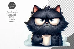 Funny cat clipart, Cat clipart, Coffee clipart Product Image 1
