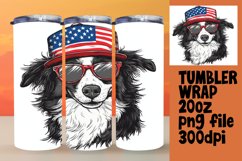 Dog with American Flag Hat 20oz Tumbler Wrap Design Product Image 1