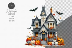 Halloween clipart, Halloween house clipart, Autumn clipart Product Image 1