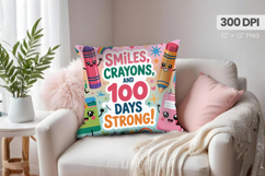 100 days of school Pillow Design, Teacher PNG Sublimation Product Image 1