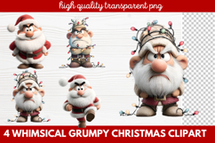 4 Whimsical Grumpy Christmas Clipart | Funny Grumpy Holiday Product Image 1