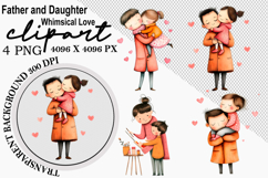 Whimsical Father Daughter Clipart Watercolor png Product Image 1