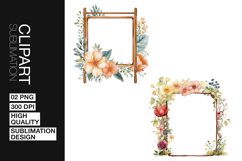 Floral Square Frame Clipart PNG Product Image 1