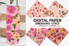 Pink Retro Flowers Digital Paper - Flowers Background Product Image 1