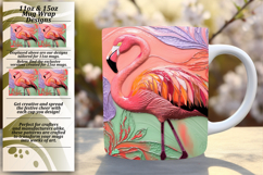 Lovely 11oz Mug Wrap Png Template , Flamingo Product Image 1