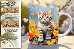 Adorable Cat with Colorful Flowers Mug Wrap Product Image 1