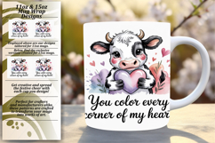 Lovely 11oz Mug Wrap Png Template , Cute Cow Product Image 1