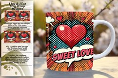 Classy 15oz Mug Wrap Png Design , 3D Heart Product Image 1