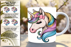 Modern 11oz Mug Wrap Png Template , Unicorn Product Image 1