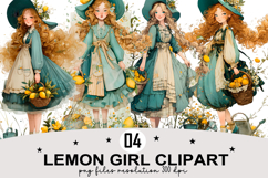 Whimsical Lemon girl clipart png Watercolor png Product Image 1