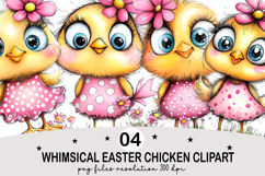 Whimsical Easter Chicken Clipart Png Product Image 1