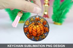 Pumpkin Keychain Sublimation, Round Keychain PNG Design Product Image 1