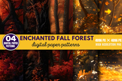 Enchanted Fall Forest Digital Paper Bundle PNG Product Image 13