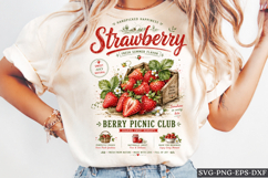 Strawberry Berry Picnic Club Vintage Fruit PNG Design Product Image 1