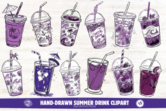 Hand-Drawn Summer Drink Clipart Product Image 1