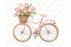 Bicycle with Flowers PNG, Pastel Spring Floral Bike Clipart Product Image 4