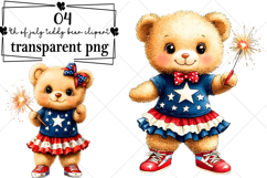 Whimsical 4th of july teddy bear clipart Watercolor PNG Product Image 1