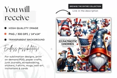 4th of july gnome clipart, american flag, patriotic PNG Product Image 3