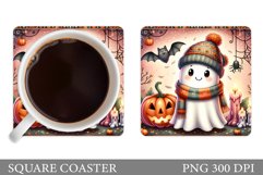 Cute Ghost Coaster Design. Halloween Coaster Sublimation Product Image 1