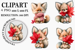 Autumn Fox Watercolor Clipart Watercolor PNG Product Image 1