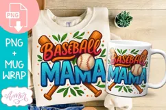 Baseball Mama T-shirt and mug PNG sublimation design Product Image 1