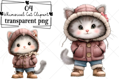 Whimsical Cat Clipart Watercolor PNG Product Image 1