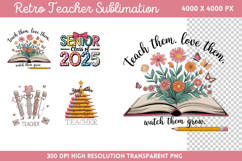 Teacher Watch Them Grow PNG, Retro Teacher Sublimation PNG Product Image 1