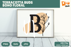 Terracotta Buds Boho Floral Monogram Product Image 1
